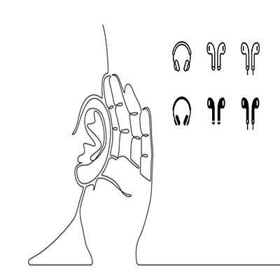 Dessin figurant une personne qui tend l'oreille
